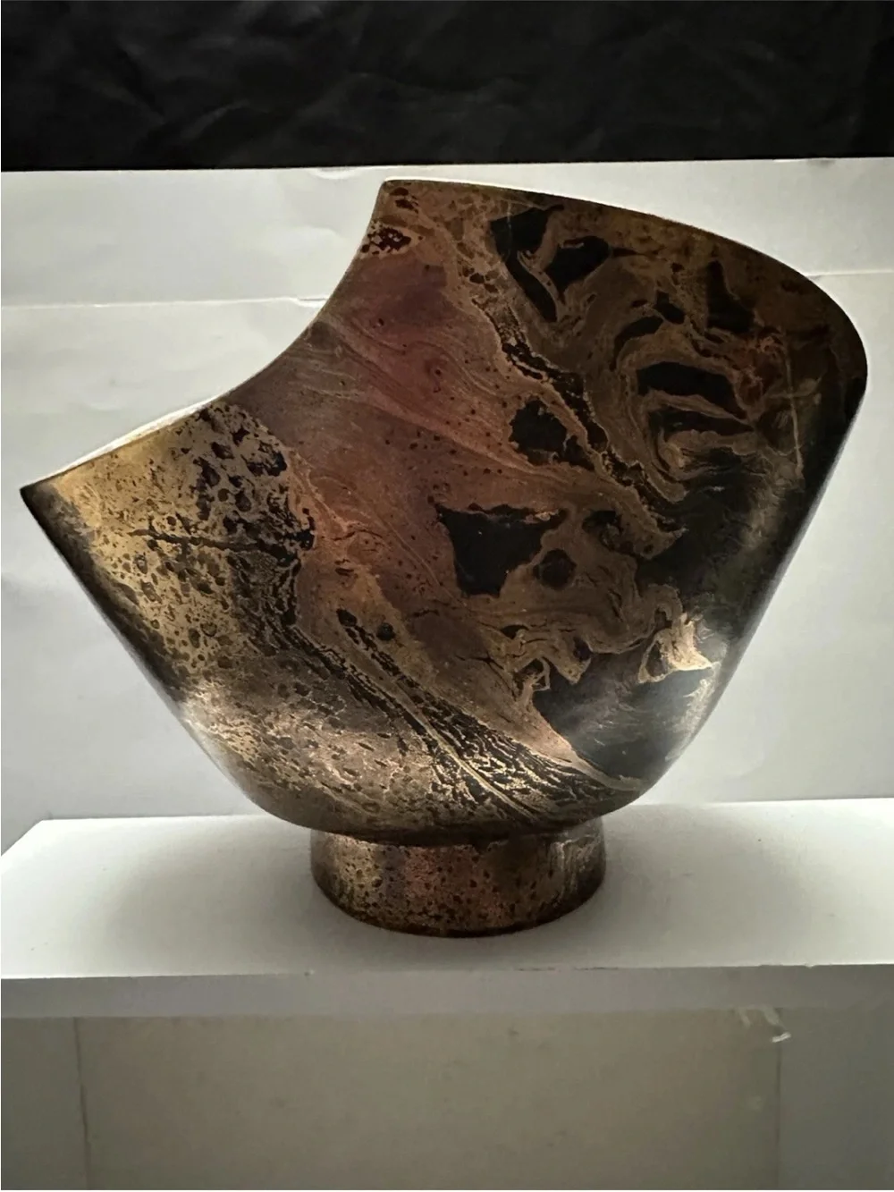 RARE Vintage Matthew Adams MCM Freeform  Bowl  Multi Color with 14k Gold